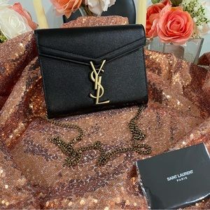 100% Authentic YSL black crossbody purse w/gold hardware